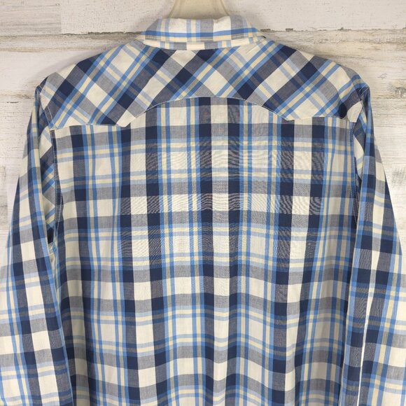 LEVI'S MEN'S PLUS SIZE XXL 2XL BLUE PLAID LONG SLEEVE SHIRT SNAP PEARL BUTTONS.. - Picture 7 of 16